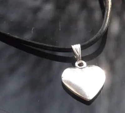 £3.24 • Buy Handmade Leather Cord 16-30 Inch Necklace With Silver Solid Heart Pendant