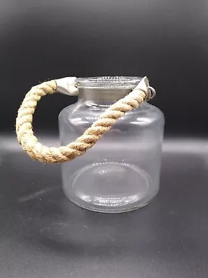 Nautical Coastal Glass Lantern Candle Holder 6  With Rope Handle -su • $18