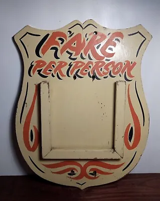 Vintage Fare Per Person Carnival Fun Fair Wooden Sign Hand Painted #2 • $498.01