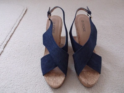 £3 • Buy Matalan Fiore Ladies Denim, Cork Wedge Platform Shoes. Size 5