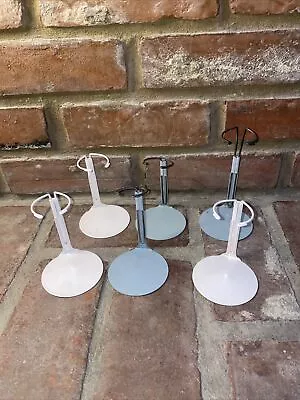 Lot Of 6 KAISER  DOLL STANDS Adjustable White Gray Metal For Small Dolls • $20