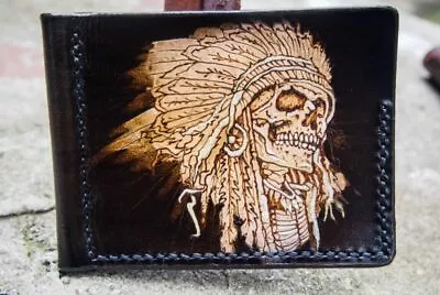 Men's Handmade Leather Money Clip Skull (Z54) Unisex • $109.26