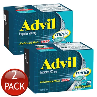 $25.48 • Buy 2 X Advil Minis Ibuprofen 200mg Liquid Capsules Relieves Pain Aches Fast 20 Caps
