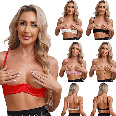 Women's Bra Top Spaghetti Straps Underwire Half Cup Bow Push Up Balconette Bras  • $22.54