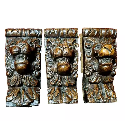 3 Lion 17 Th C Carving Corbel Bracket 7  - Antique French Architectural Salvage • $890