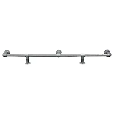 Bar/Kitchen Foot Rail Made From Industrial Silver Key Clamp Iron Pipe Fittings! • £236.95