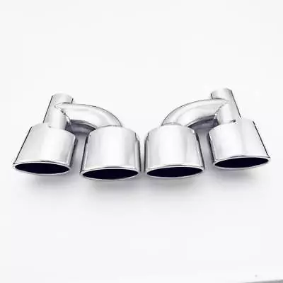 Pair 2.25  In Offset Quad Oval Outlet 304 Stainless Steel Exhaust Tips 9  Long • $193.97