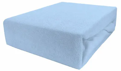 Terry Towelling Fitted Sheet 120x60 Nursery Baby Cot/ Cotbed/ Frotte Soft Blue • £6.50