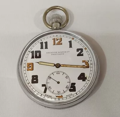 WW2 Military Pocket Watch With Broad Arrow Mark ~ Orator 1940s ~ Working Order. • $185.39