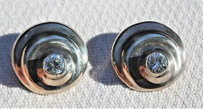 Vintage Mexico TC-84 Sterling Silver Modernist Clip On Statement Earrings! • $32