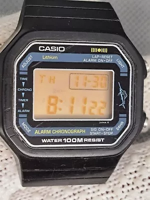 RARE Casio Vintage Digital Watch MARLIN 80s RETRO 106  W-400 100m OLD SCHOOL • $20