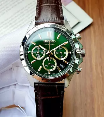 Seiko Spirit Chronograph Green Dial Stainless Steel Men's Watch SBTR017 • $130