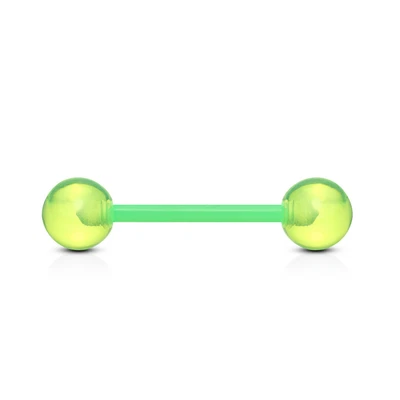 £2.50 • Buy 14mm Short Green Bio Flex Metal Free Tongue Bar Nipple Piercing Tounge Allergy