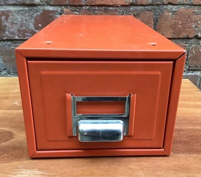 £19.99 • Buy Myers Kingsbury Card Index Cabinet Red Metal Filing Drawer Industrial Style