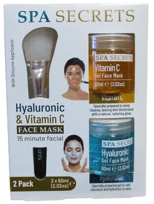 SPA Secrets Hyaluronic & Vitamin C Face Mask 15 Minute Facial 2 Pack - UK Seller • £7.99