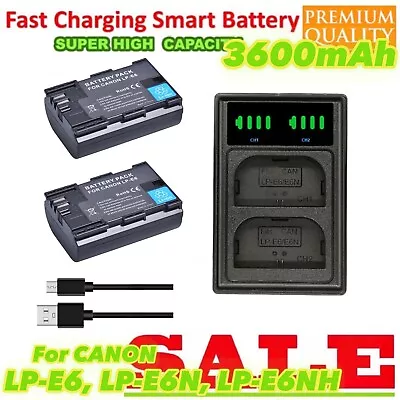 2x LP-E6 Battery +D Charger For Canon EOS 5DS R  5D Mark II Mark III5D Mark IV • $86.77