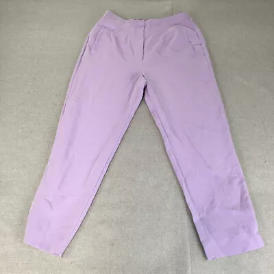 Decjuba Womens Dress Pants Size 10 (W28 X L25) Pink Elastic Waist Slim • $17.48