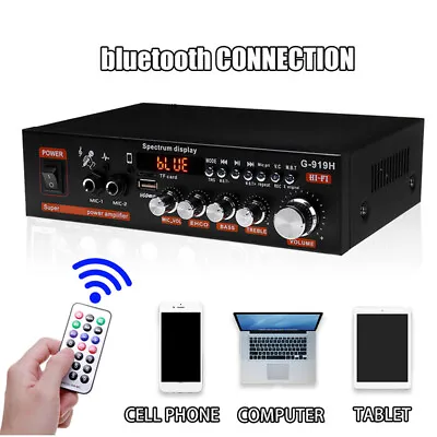 1000W Mini Bluetooth Power Amplifier Stereo Receiver Audio Amp USB Music Player • $29.86