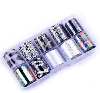 10-Piece Holographic Starry Sky Nail Foils - Glitter Nail Art Transfer Stickers • $6.80