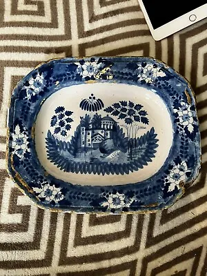 Early POLYCHROME 18th C Antique Dutch Delft Platter RARE 11 X 9.25 Blue White • $199