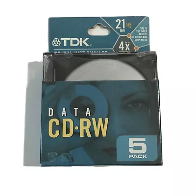 TDK DATA CD-RW Recordable Mini Discs 21min 185mb 5 PACK Fits In Inner Tray • $17.99