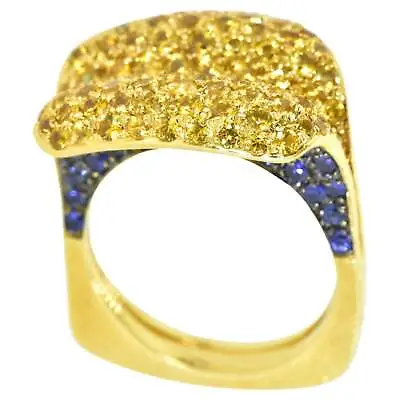 Salavetti Blue And Yellow Sapphire Unusual 18K Ring • $4220