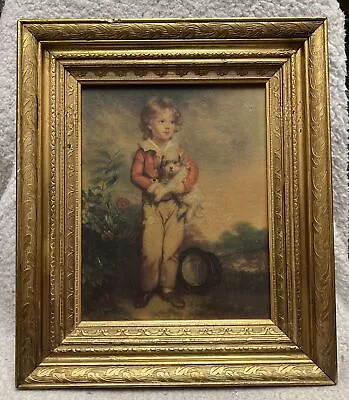 Vint Arthur Devis  Master Simpson  Boy With Dog Textured Print 8x10 Gold Frame • $49.99