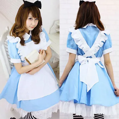 Alice In Wonderland Maid Women Girl Blue Dress For Halloween Cosplay Costume • $18.99