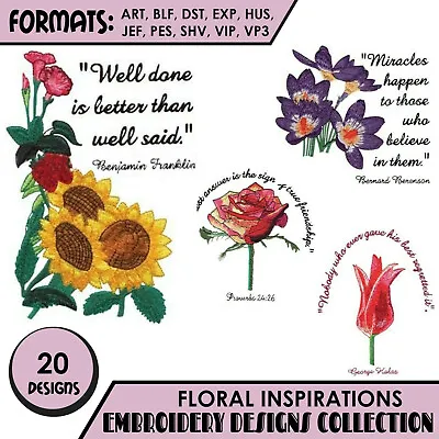 Floral Inspirations Machine Embroidery Designs Collection On CD Or USB • £8.99