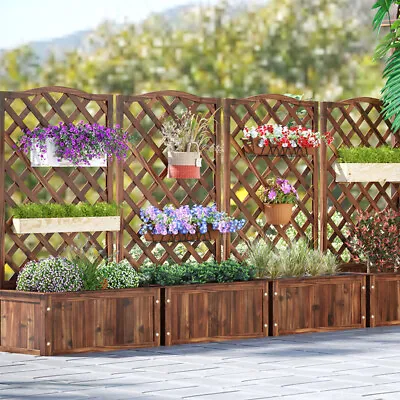 Outdoor Raised Garden Bed With Trellis Barrier Flower Trellis Tomato Cages Grid  • £35.93