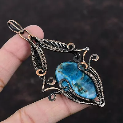 Neon Apatite Gemstone Jewelry Copper Wire Wrapped Pendant For Girls 3.74  • $22.80