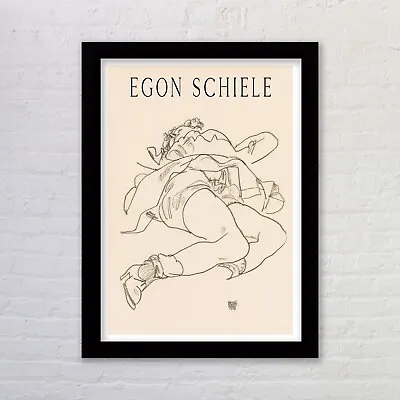 Framed Egon Schiele Art Poster Print Reclining Woman Line Art Print • £3.73
