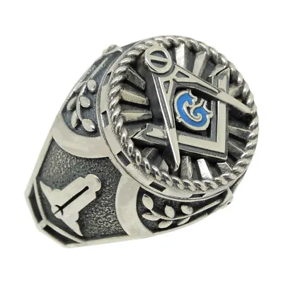 $131.75 • Buy Square Compass Masonic Ring Handmade Sterling Silver .925 Freemasonry Mason Size