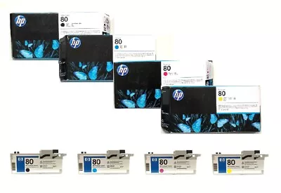 4x Original Print Head HP No. 80 C4820A C4821A C4822A C4823A Printheads+Cleaner • $1272.67