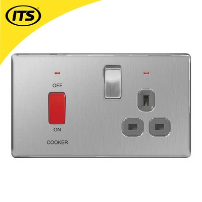 £23.99 • Buy BG FBS70G-01 BG Brushed Steel 45A Cooker Connection Unit Switched Socket - Grey