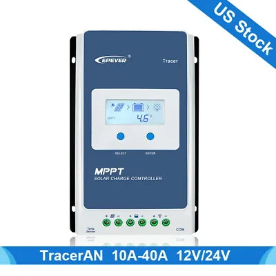 EPEVER MPPT Solar Charge Controller 10A 20A 30A 40A 12V/24V Auto Max PV 100V • $89.99