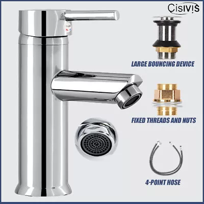 £15.59 • Buy Modern Bathroom Taps Basin Sink Mono Mixer Chrome Cloakroom Tap + Free Waste UK