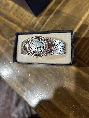 Montana Silversmiths Mens Buffalo Nickel Cuff Bracelet Silver/Copper • $50