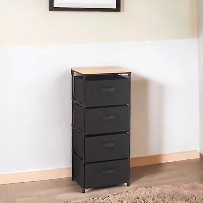 Canvas 4 Chest Of Drawer With MDF Table Top Bedroom Furniture Storage Cabinet • £39.99