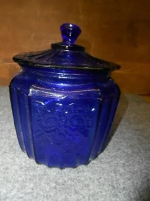  Depression Cobalt Blue Mayfair /open Rose Cookie /biscuit/cracker Jar • $29.99