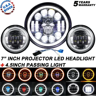 $69.99 • Buy RGB 7 Inch LED Headlight+ 4.5  Fog Light For Yamaha V-Star Road Star Motorcycle