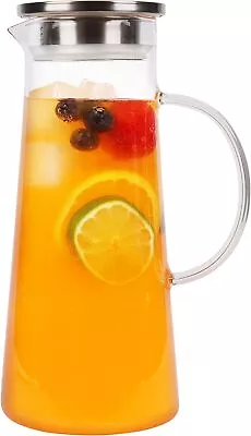 51oz Heat Resistant Glass Water Pitcher/Water Carafe With Infuser Pitcher Lid • $27.99