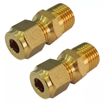 £14.50 • Buy PACK OF 2 X BRASS 6mm COMPRESSION To 1/4  INCH BSP MALE FITTING PIPE ADAPTER