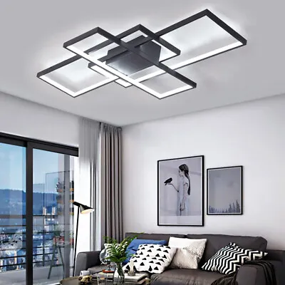 Modern LED Chandelier Black Frame Ceiling Light Lamp Living Room Pendant Lights • £52.95