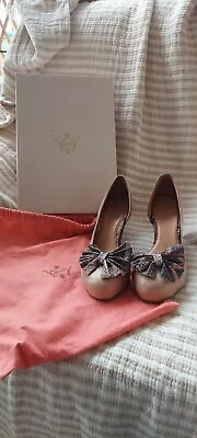 Miss Albright Neera Anthropologie High Heels D'orsay Pumps Snakeskin Bow  • $85