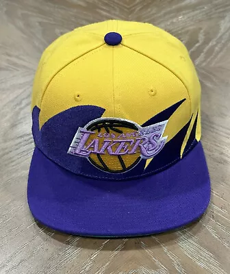 Los Angeles Lakers Mitchell & Ness Purple & Gold Sharktooth NBA Snapback Hat Cap • $24.99