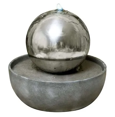 Stainless Steel Sphere Water Feature Garden Eclipse 45cm With Lights Outdoor • £132.98