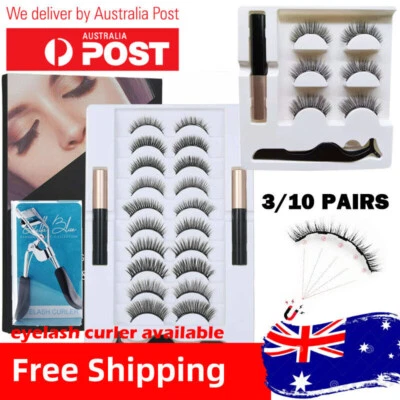 $12.99 • Buy Magnetic False Eyelashes Natural Eye Lashes Extension Liquid Eyeliner Tweezer