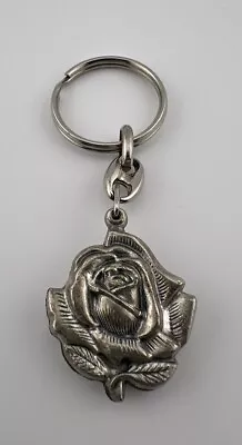 Miraculous Medal Silver Toned Locket Style Rose Slide Key Ring. Used. • $6.95