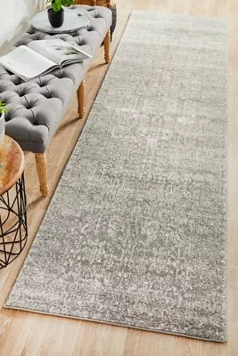 Grey Hallway Runner Rug Hall Mat Traditional Carpet Extra Long 3 Sizes Available • $215